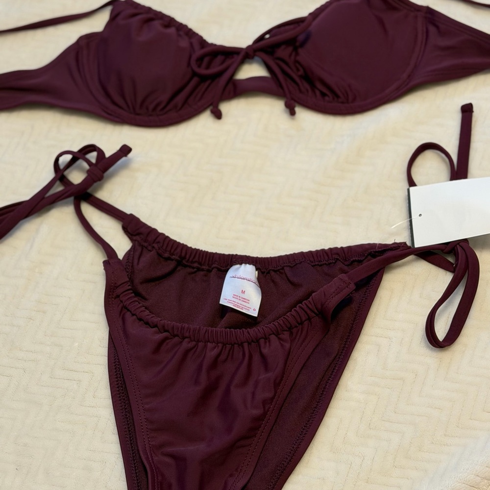 Women’s Burgundy Tie-Side Bikini Set